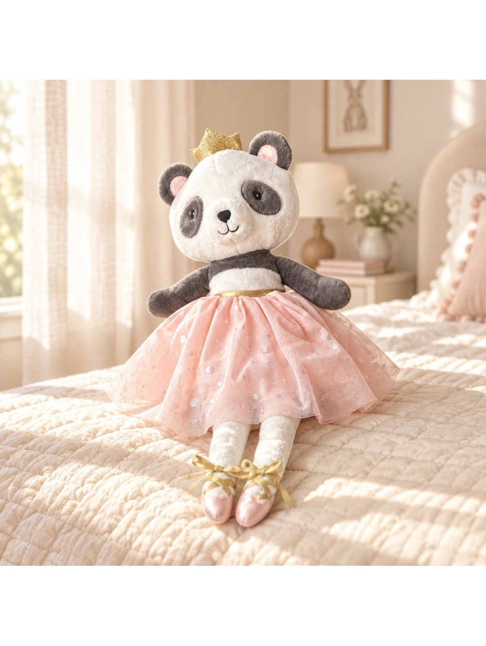 Rare 22-inch Oversized Version FAO Schwarz Glow Brights Ballerina Panda Plush.